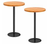 KaBuea Mesa de Bar Redonda 55CM Tapa de Madera para Bar de cócteles Pub Dining Bistro Pata de Metal Negro (105CM H)