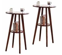 KaBuea Mesa de Bar Redonda de 2 Niveles: Marco de Madera Maciza Resistente, Adecuada para el área de Bar del hogar, Pub, Cocina, Comedor y Uso Diario de Ocio