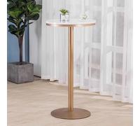 KaBuea Mesa de Bistró de Altura de Mostrador de Mesa Alta con Patrón de Mármol y Pata de Metal Pequeña Mesa de Bebida Redonda para 1-2