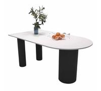 KaBuea Mesa de Comedor de Cocina, Mesa de Comedor Blanca para 4-6 Personas, Tablero de Mesa Grueso y Resistente Blanco de 120 cm, Patas de Pedestal de Acero para la Cena
