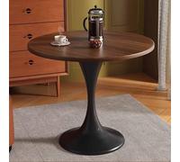 KaBuea Mesa de Comedor Redonda con Patas de Metal Negro, 2-4 plazas Mesa de Cocina pequeña Que Ahorra Espacio para Comedor, Cocina u Oficina