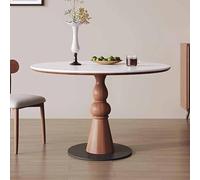 KaBuea Mesa de Comedor Redonda para 4-8 Personas, Mesa de Comedor de 80-120 cm con Base de Pedestal de Madera y Metal, mesas de Comedor de Cocina Circular para Sala de Estar (Solo Mesa)