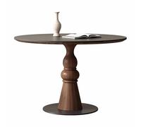 KaBuea Mesa de Comedor Redonda para 4, Mesa de Cocina Mesa de Comedor con Marco de Pata de Madera para el Comedor del hogar Sala de Estar (Nogal)