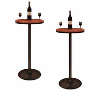 KaBuea Mesa Redonda con Barra Superior de Madera - 105 cm de Altura, Patas de Metal Negro, Ideal para comedores domésticos, Zonas de Bar y Espacios de Desayuno, Paquete de 2 Unidades