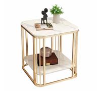 KaBuea Mesita de Noche Cuadrada Resistente, con Tablero de losa de Roca y Marco de Metal Dorado/Negro, Elegante Mesa Auxiliar for dormitorios y oficinas en Espacios pequeños.(A,40x40x55cm)