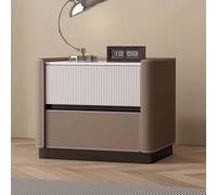 KaBuea Mesita de Noche de Madera Maciza con 2 cajones, Tablero de losa de Roca y Mesa Auxiliar de sofá Resistente a los arañazos, sin instalación, Ideal for Dormitorio y Sala de Estar.(D,45cm)