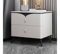 KaBuea Mesita de Noche de Madera Maciza con 2 cajones, Tablero de losa de Roca y Mesa Auxiliar de sofá Resistente a los arañazos, sin instalación, Ideal for Dormitorio y Sala de Estar.(C,40cm)