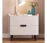 KaBuea Mesita de Noche de Madera Maciza con 2 cajones, Tablero de losa de Roca y Mesa Auxiliar de sofá Resistente a los arañazos, sin instalación, Ideal for Dormitorio y Sala de Estar.(45cm)