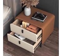 KaBuea Mesita de Noche de Piel sintética Resistente a los arañazos - Estructura de Madera Maciza, 2 cajones con Tiradores metálicos, tamaño Compacto, no Requiere Montaje, Ideal for el Dormitorio(A)