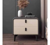 KaBuea Mesita de Noche de Piel sintética Resistente a los arañazos - Estructura de Madera Maciza, 2 cajones con Tiradores metálicos, tamaño Compacto, no Requiere Montaje, Ideal for el Dormitorio(C)