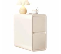 KaBuea Mesita de Noche Estrecha y pequeña, 2 cajones de Almacenamiento, Estructura de Madera Maciza, Piel sintética, no Requiere Montaje, Ideal for dormitorios compactos.(20cm)