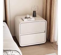 KaBuea Mesita de Noche pequeña Blanca de 2 cajones, Tiradores Cuadrados de Madera Maciza y Piel sintética Resistente a los arañazos. No Requiere Montaje. Ideal for Dormitorio u Oficina en casa.(45cm)