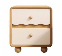 KaBuea Mesita de Noche pequeña de 2 cajones, Estructura de Madera Maciza, Superficie de Piel sintética a Prueba de Gatos, sin Montaje y con una Amplia Superficie for la mesita de Noche.(45cm)