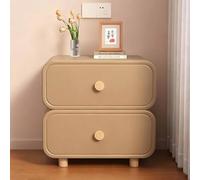 KaBuea Mesita de Noche pequeña de Madera Maciza con 2 cajones - Mesa Auxiliar Forrada en Piel sintética Resistente a arañazos de Gato, un Elemento Esencial y Duradero for el Dormitorio(C,45cm)