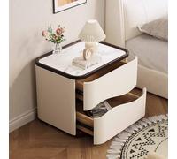 KaBuea Mesita de Noche Resistente a rayones, Madera Maciza, 2 cajones, Tablero de losa de Roca y Mueble Auxiliar for sofá, sin ensamblaje, Ideal for Apartamentos y dormitorios.(40cm)