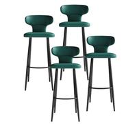 KaBuea PU Leather Bar Stools Set of 1/2/4, Counter Height Stools with Low Back and Seat, Black Metal Legs, for Kitchen Counter, Dining Room, Coffee(4PCS Green,55cm/21.65in)