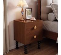 KaBuea Retro Narrow Solid Wood Nightstand, 2 Drawers Sofa Side End Table & Storage Cabinet, Ideal for Bedroom, Apartment, Compact Areas(30cm)
