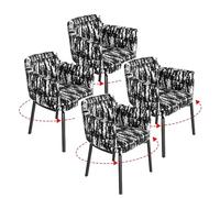 KaBuea Silla de Comedor giratoria de 360°, Juego de 1/2/4 sillones tapizados Modernos de Mediados de Siglo con Respaldo Medio, Patas de Metal Resistentes, Cocina y Comedor adecuados(Black-White,4PCS)