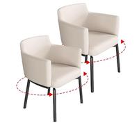 KaBuea Silla de Comedor giratoria de 360°, Juego de 1/2/4 sillones tapizados Modernos de Mediados de Siglo con Respaldo Medio, Patas de Metal Resistentes, Cocina y Comedor adecuados(Beige,2PCS)