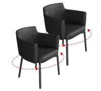KaBuea Silla de Comedor giratoria de 360°, Juego de 1/2/4 sillones tapizados Modernos de Mediados de Siglo con Respaldo Medio, Patas de Metal Resistentes, Cocina y Comedor adecuados(Black,2PCS)