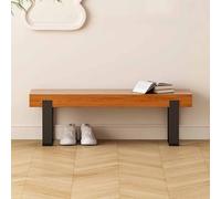 KaBuea Space-Saving Retro Shoe Bench, Solid Wood Construction & Black Metal Legs for Entryway Home(A,120cm)