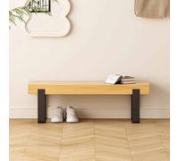 KaBuea Space-Saving Retro Shoe Bench, Solid Wood Construction & Black Metal Legs for Entryway Home(C,80cm)