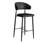 KaBuea Taburete Alto de Bar con Asiento tapizado de Piel sintética, Patas de Metal y reposapiés for mostradores, Bares domésticos e Islas de Cocina(Black,55cm/21.7in)