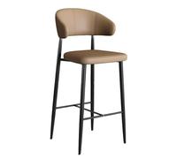 KaBuea Taburete Alto de Bar con Asiento tapizado de Piel sintética, Patas de Metal y reposapiés for mostradores, Bares domésticos e Islas de Cocina(Brown,55cm/21.7in)