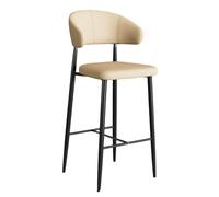 KaBuea Taburete Alto de Bar con Asiento tapizado de Piel sintética, Patas de Metal y reposapiés for mostradores, Bares domésticos e Islas de Cocina(Off-White,55cm/21.7in)