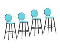 KaBuea Taburete Alto de Bar de 25,6"/29,5", Juego de 4 sillas de Bar tapizadas en Terciopelo con Respaldo, Asientos Modernos de Isla de Cocina for Pub, Comedor(Black-Light Blue,75cm/29.5in)