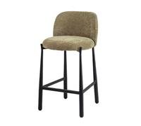 KaBuea Taburete de Bar con Respaldo bajo y Altura con Asiento tapizado y Patas de Metal for el hogar, Pub, mostradores e Islas de Cocina(Green,65cm/25.6in)