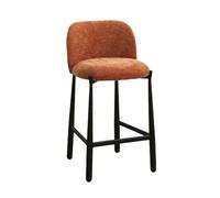KaBuea Taburete de Bar con Respaldo bajo y Altura con Asiento tapizado y Patas de Metal for el hogar, Pub, mostradores e Islas de Cocina(Orange,65cm/25.6in)