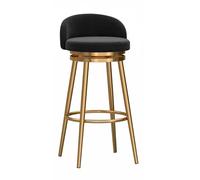 KaBuea Taburete de Bar, Taburete Giratorio de 360° for Desayuno con Respaldo y reposapiés, Silla de Cocina tapizada en Terciopelo for Comedor, Cocina casera(Gold-Black,65cm/25.6in)