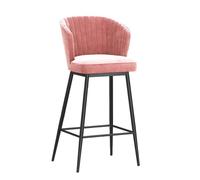 KaBuea Taburete de Bar tapizado de Terciopelo con Respaldo, Silla de Cocina Moderna con reposapiés, diseño sin Brazos for encimera de Cocina, Comedor, Pub en casa(Black-Pink,75cm/29.5in)