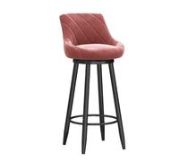 KaBuea Taburetes Altos De Bar con Respaldo Y Reposapiés De Metal, Taburetes Giratorios De 360 ° for Isla De Cocina, Ideales for Mostradores, Bares Caseros, Comedor(Black-Pink,65cm/25.6in)