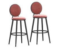 KaBuea Taburetes de Bar Altos giratorios de 25,6"/29,5", Juego de 2 sillas de Bar tapizadas en Terciopelo con Respaldo, Asientos de Isla de Cocina(Black-Pink,75cm/29.5in)