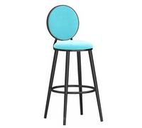 KaBuea Taburetes de Bar Altos giratorios de 25,6"/29,5", taburetes de Bar tapizados de Terciopelo con Respaldo y reposapiés, cómodas sillas de Isla de Cocina for Pub(Black-Light Blue,65cm/25.6in)