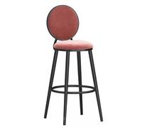 KaBuea Taburetes de Bar Altos giratorios de 25,6"/29,5", taburetes de Bar tapizados de Terciopelo con Respaldo y reposapiés, cómodas sillas de Isla de Cocina for Pub(Black-Pink,65cm/25.6in)