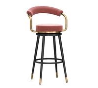 KaBuea Taburetes de Bar giratorios, sillas de Isla de Cocina con Altura de mostrador, con Asiento y Respaldo tapizados en Terciopelo, cómodos taburetes de Comedor for Pub(Black-Pink,75cm/29.5in)