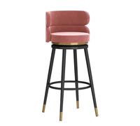 KaBuea Taburetes de Barra giratorios Modernos con Respaldo, sillas de Bar tapizadas en Terciopelo de 25,6"/29,5" con reposapiés, for Isla de Cocina, Pub, Comedor(Black-Pink,65cm/25.6in)