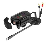 KABUTM Cargador USB para Moto Honda Super Cub 125 2020-2024 con Interruptor y Voltímetro LED, Triple Salida con Puerto USB-A, Puerto Tipo C y Cable Tipo C Retráctil