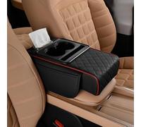 KABUTM Cojín de Apoyabrazos de Coche para Alfa Romeo Giulia Type 952 Business/Sprint/Executive/TI/Veloce/Veloce TI/Quadrifoglio, Almohada para Reposabrazos de Consola Central de Cuero,D Black+Red