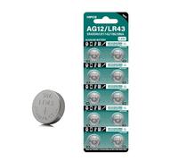 KACCDE 10 pilas de botón AG12 LR43 de 1,5 V alcalinas para relojes de juguete y más AG12/SR43W/SR43/386 celda de calculadora
