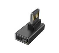 KACCDE Adaptador USB macho a hembra en ángulo de 90 grados, lado invertido
