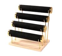 KACCDE Elegante soporte de joyería con base de madera, estante escalonado desmontable para pulseras y brazaletes, elegante soporte de exhibición de relojes