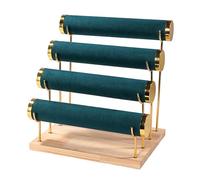 KACCDE Elegante soporte de joyería con base de madera, estante escalonado desmontable para pulseras y brazaletes, elegante soporte de exhibición de relojes