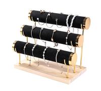 KACCDE Elegante soporte de joyería con base de madera, estante escalonado desmontable para pulseras y brazaletes, elegante soporte de exhibición de relojes