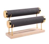 KACCDE Elegante soporte de joyería con base de madera, estante escalonado desmontable para pulseras y brazaletes, elegante soporte de exhibición de relojes