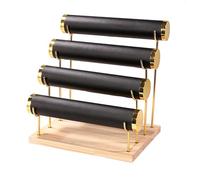 KACCDE Elegante soporte de joyería con base de madera, estante escalonado desmontable para pulseras y brazaletes, elegante soporte de exhibición de relojes
