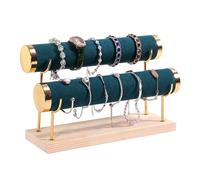 KACCDE Elegante soporte de joyería con base de madera, estante escalonado desmontable para pulseras y brazaletes, elegante soporte de exhibición de relojes